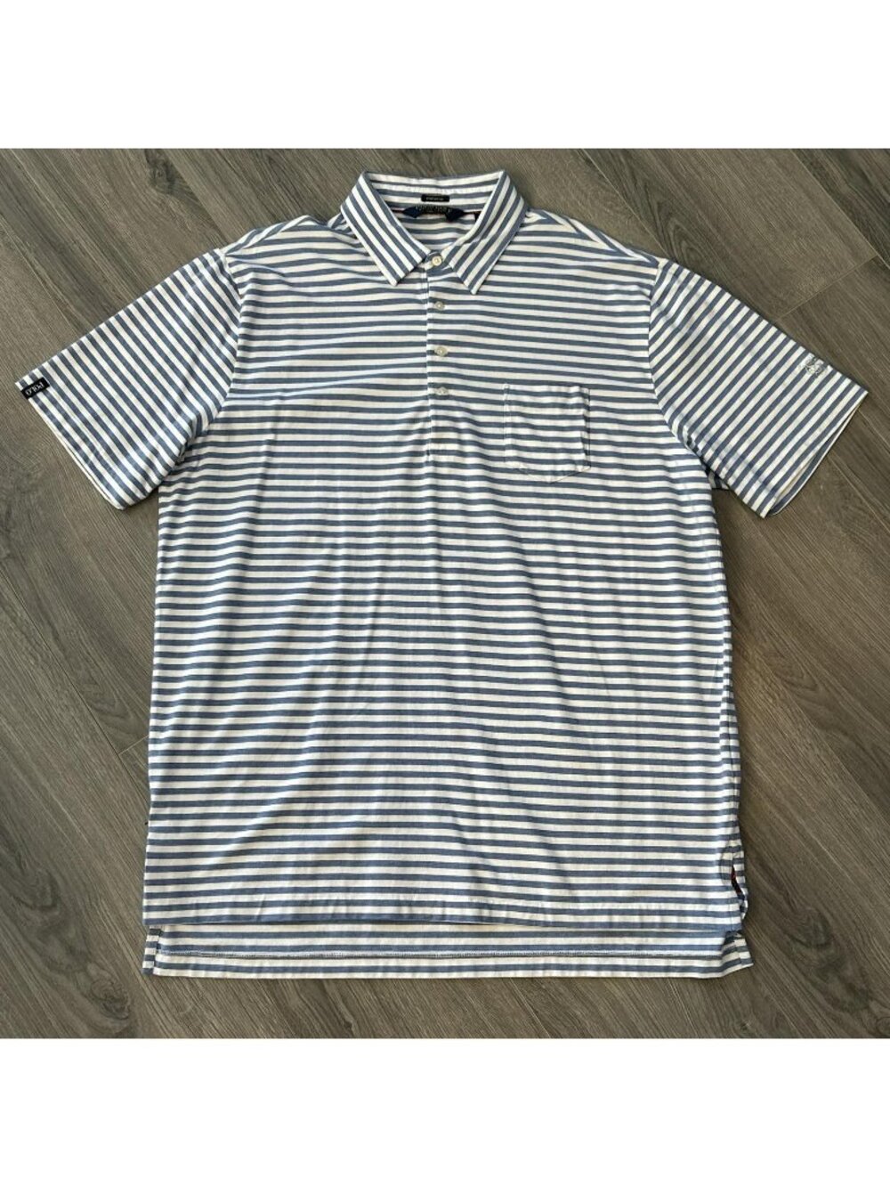 Polo Golf Ralph Lauren Polo Shirt Mens XL Blue Stripe Stretch Lisle Pocket Golf